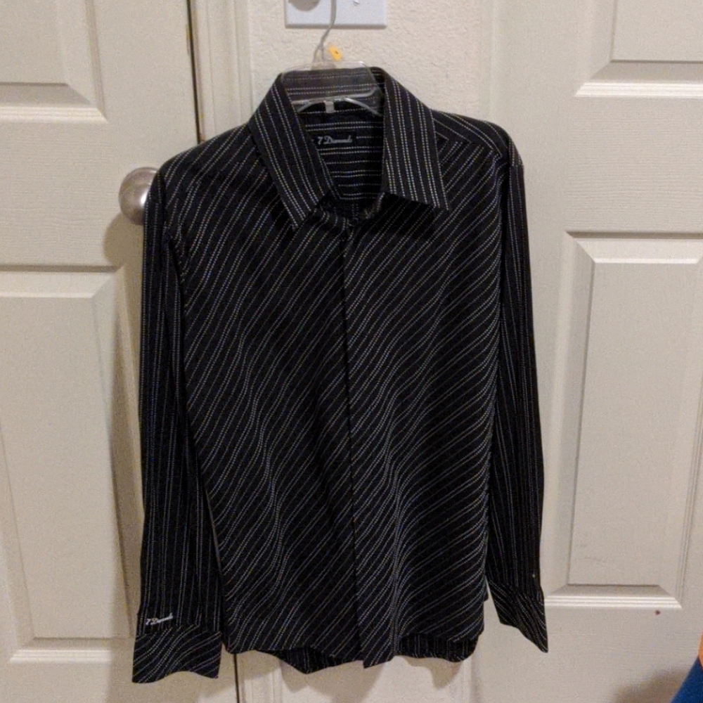 7 diamonds black dress shirt